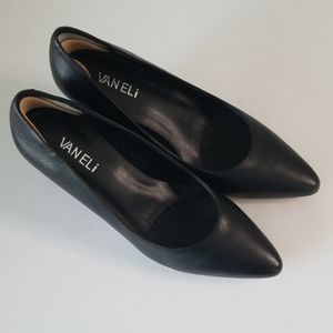 {VanEli} Black 2" Heel Pointed Toe Slip On Pumps